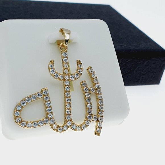 14K Gold Plated 925 sterling silver luxury CZ Pendant, RJUS2085 - Picture 7 of 11